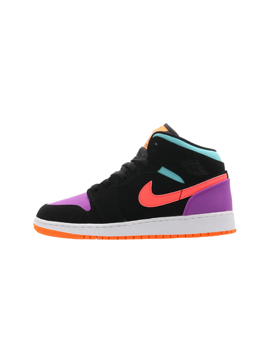 Картинка Кроссовки для подростков Nike Air Jordan 1 Mid GS Black Multi